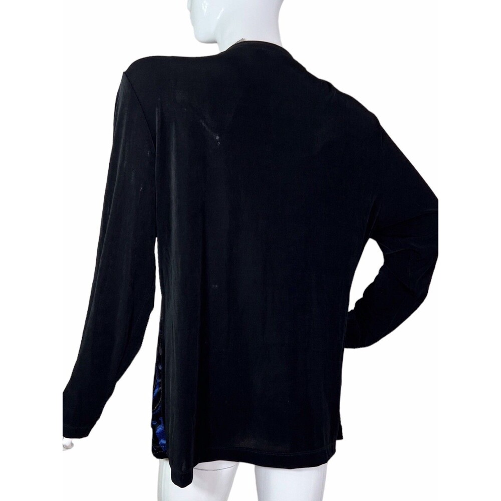 CHICO'S Travelers 3 Sz XL-16 Blue Metallic Button Up Blouse Jacket Women's - Picture 10 of 16